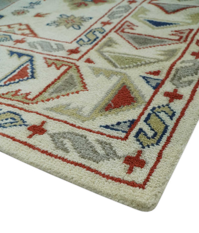 Traditional Mamluk design Ivory, Rust and Olive Hand knotted Multi Size wool rug