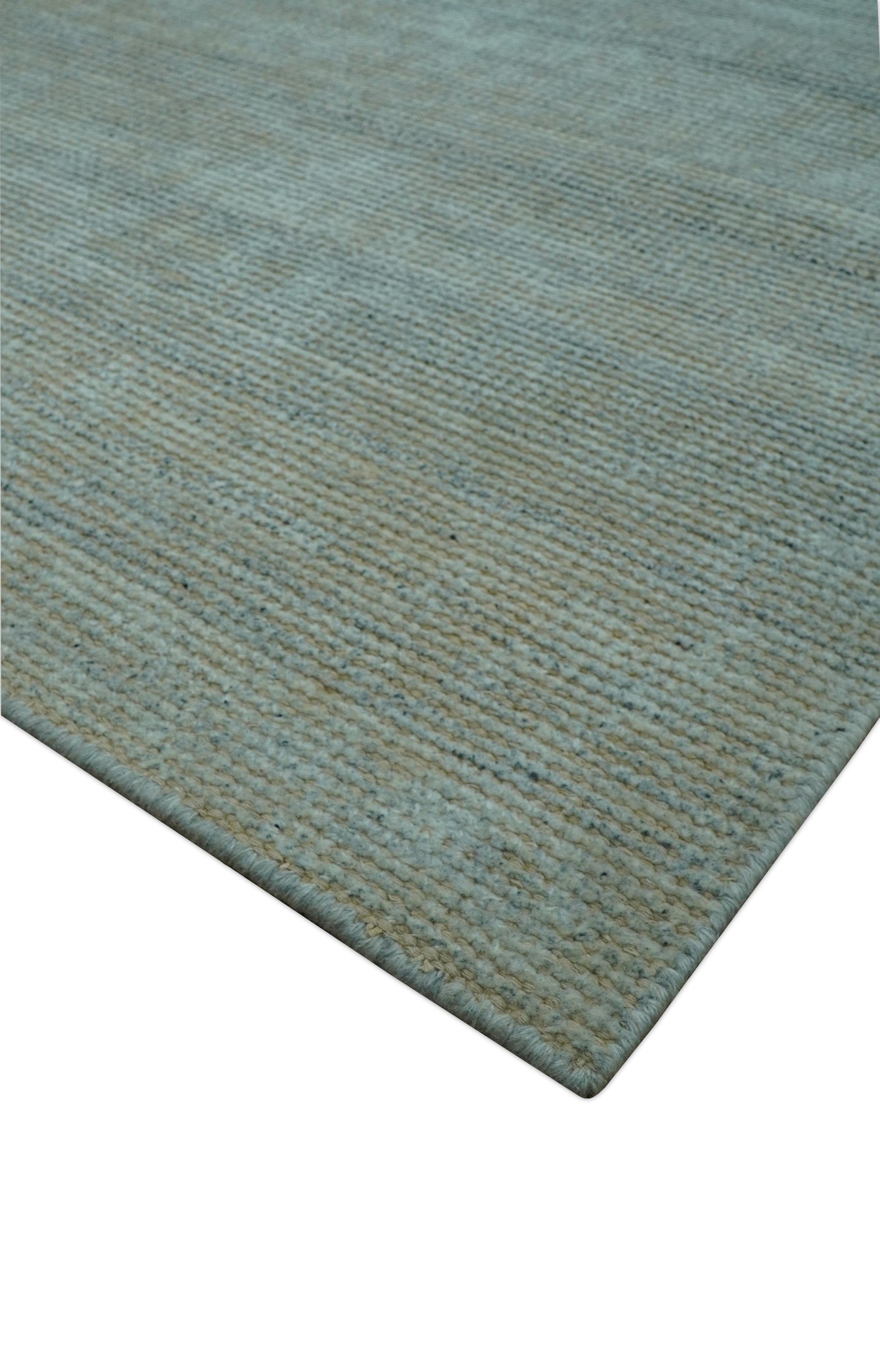 Modern Solid Design Green And Blue 5x8 Hand Knotted Wool Area Rug