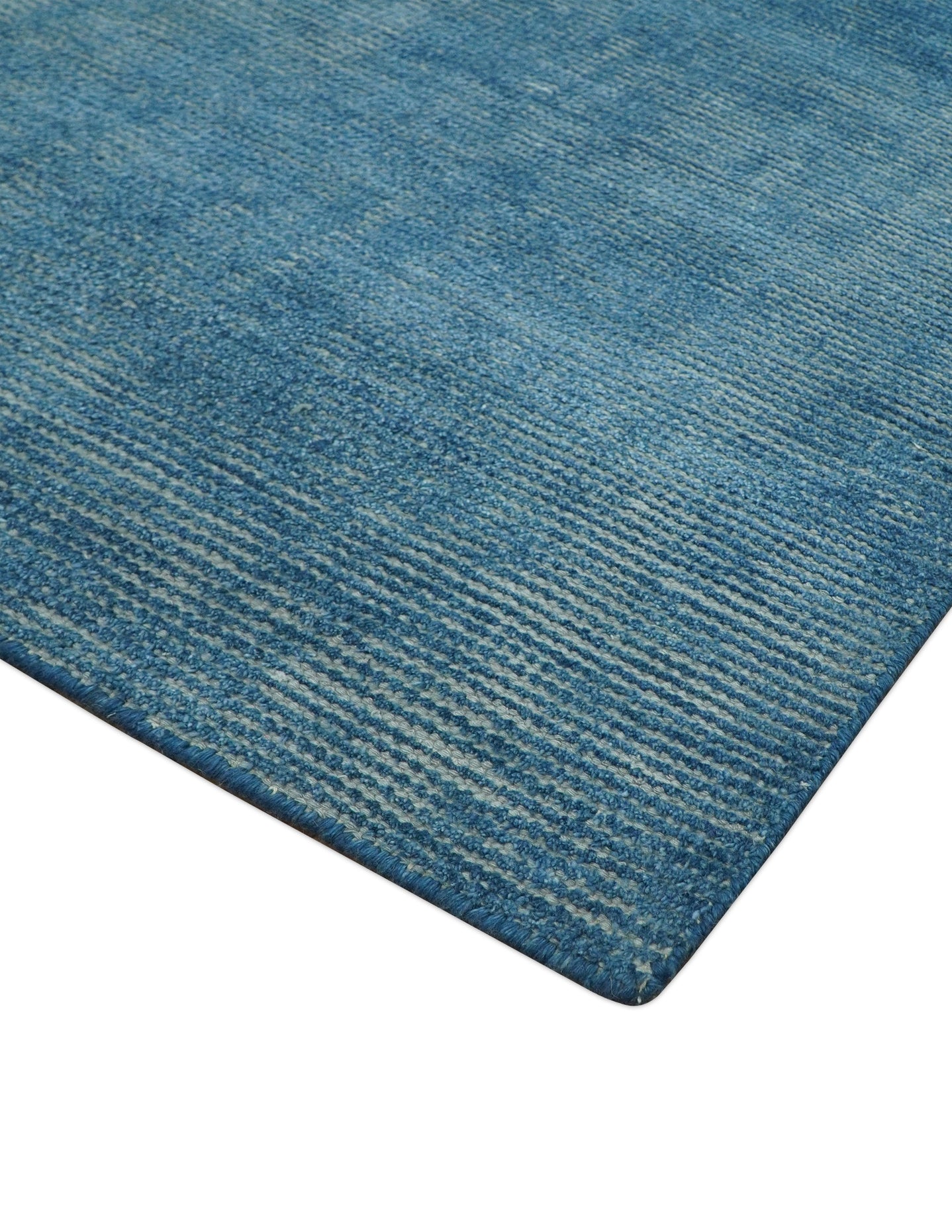 Modern Solid Design Gray And Blue 5x8 Hand Knotted Wool Area Rug