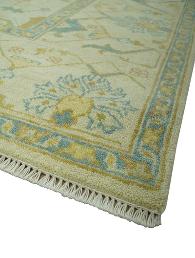 Hand Knotted Beige and Gray 8x10 Traditional Oriental Oushak wool area rug