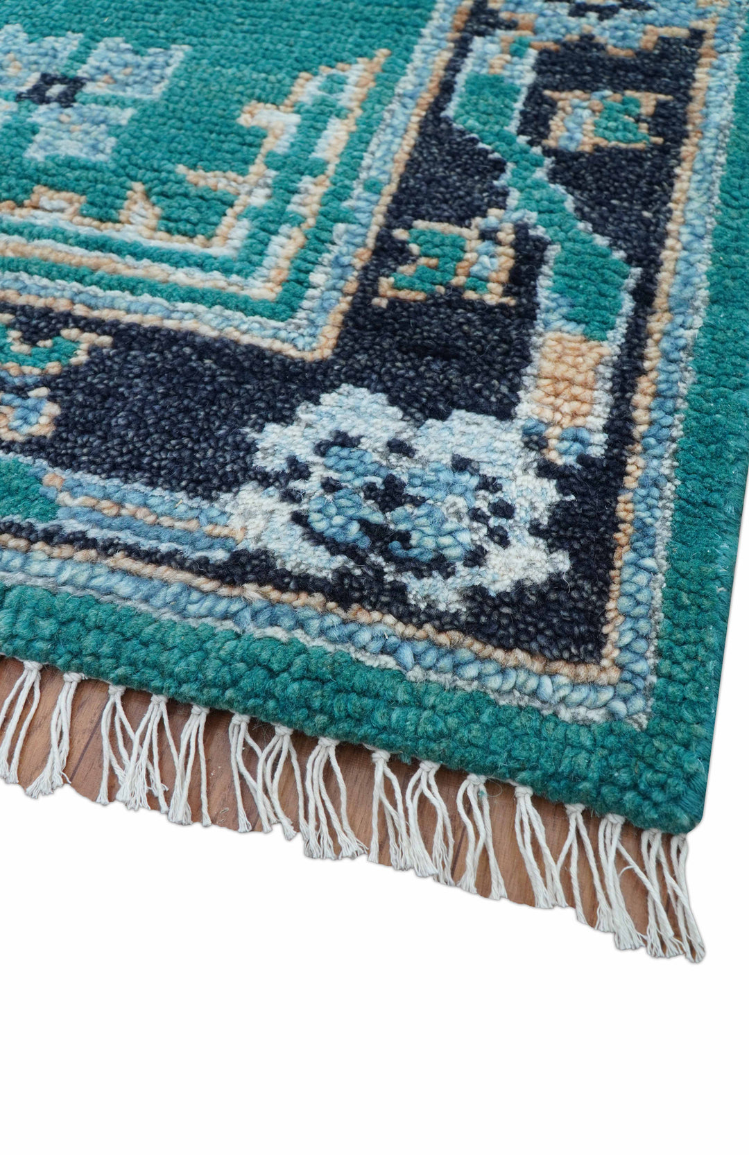 Hand knotted Teal Traditional Khotan Design 4x6 Wool Area Rug