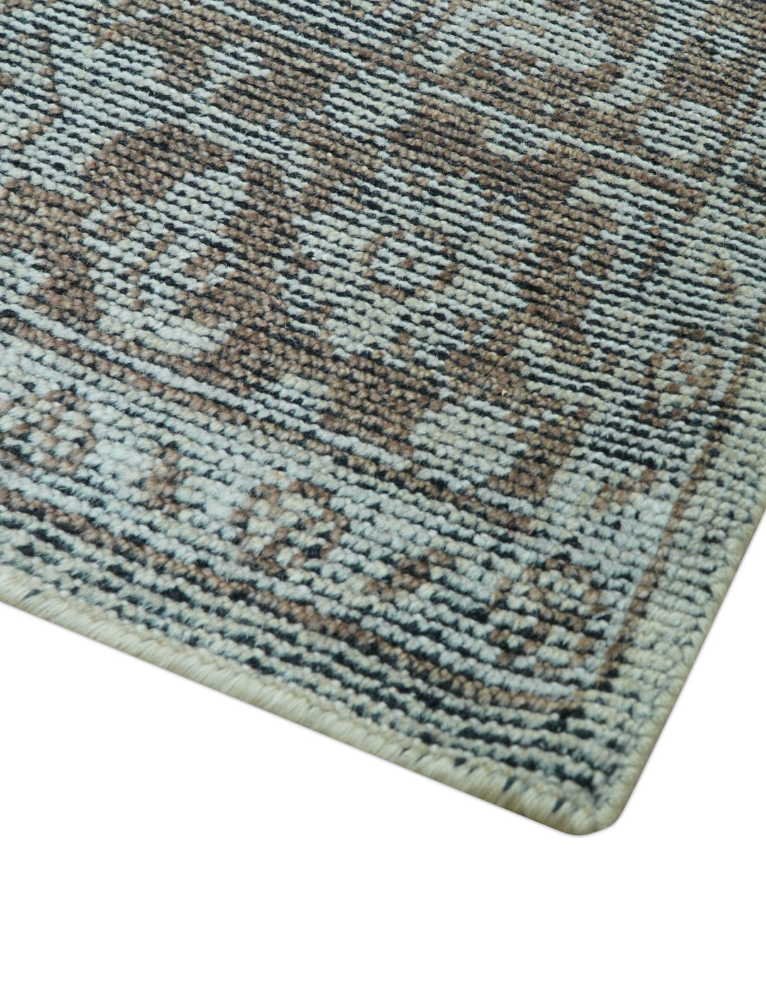 Jewel Custom Made Hand Knotted Traditional Design Brown Wool Area Rug