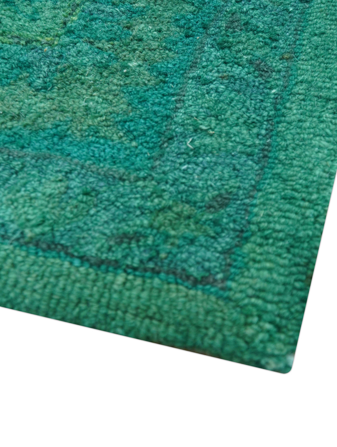 Custom Made Overdyed Traditional Oushak Green Hand Tufted Wool Area Rug