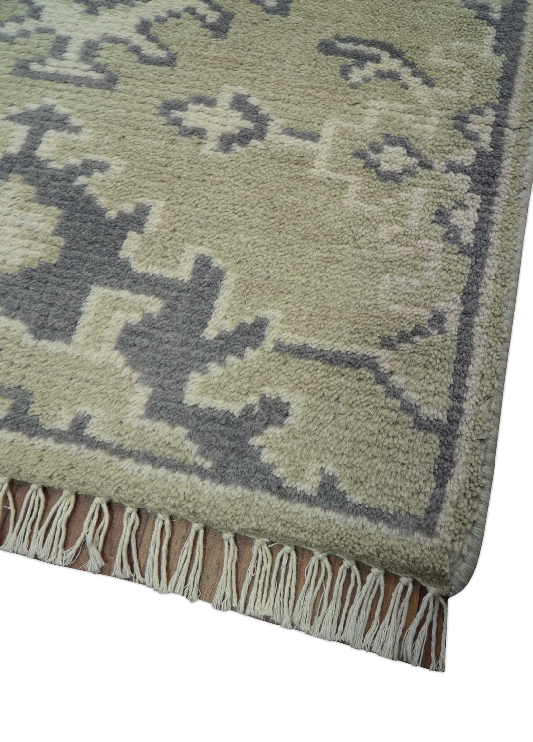 Small 2x3 Traditional Beige And Gray Hand Knotted Wool Rug