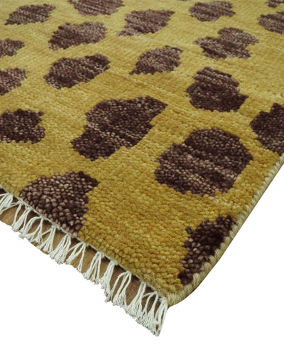 Chaia Dotted Golden-Brown and Purple Hand Knotted 8x10 wool area rug