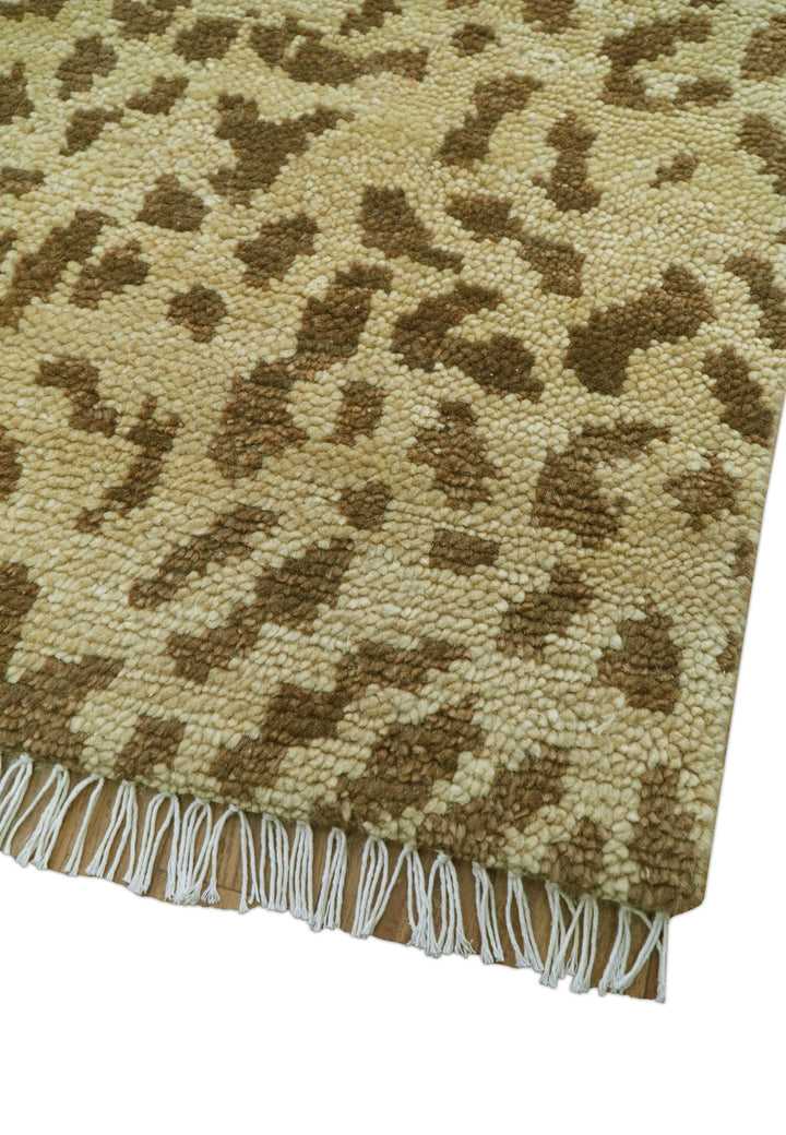 Quick Ship 8x10 Hand Knotted Brown Contemporary Animal Pattern Wool Rug