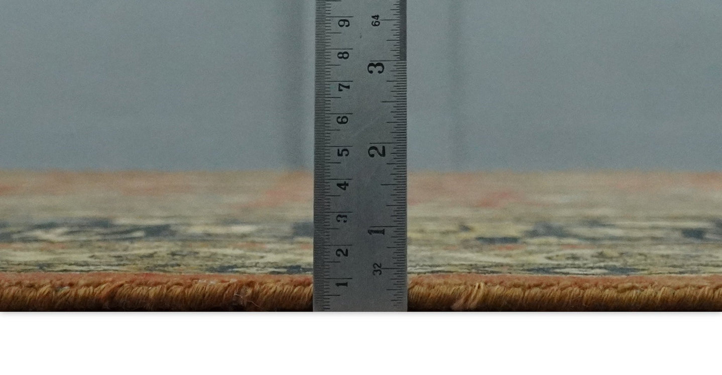 9x12 and 10x14 Hand Knotted Rust, Charcoal and Beige Traditional Wool Rug - The Rug Decor