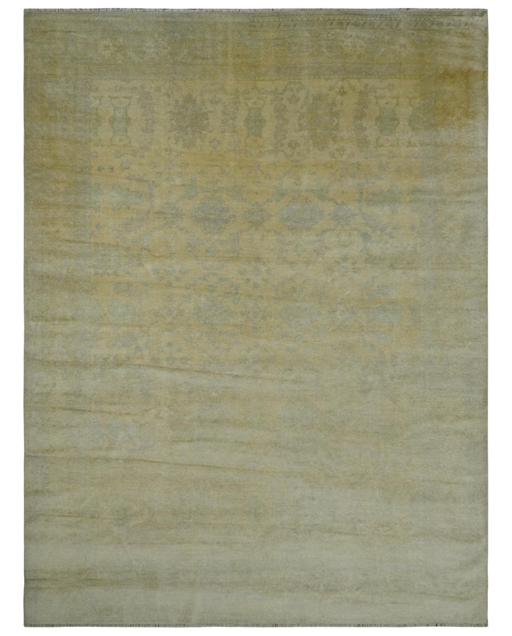 9x12 Antique Oriental Oushak Beige Hand knotted Wool Area Rug - The Rug Decor
