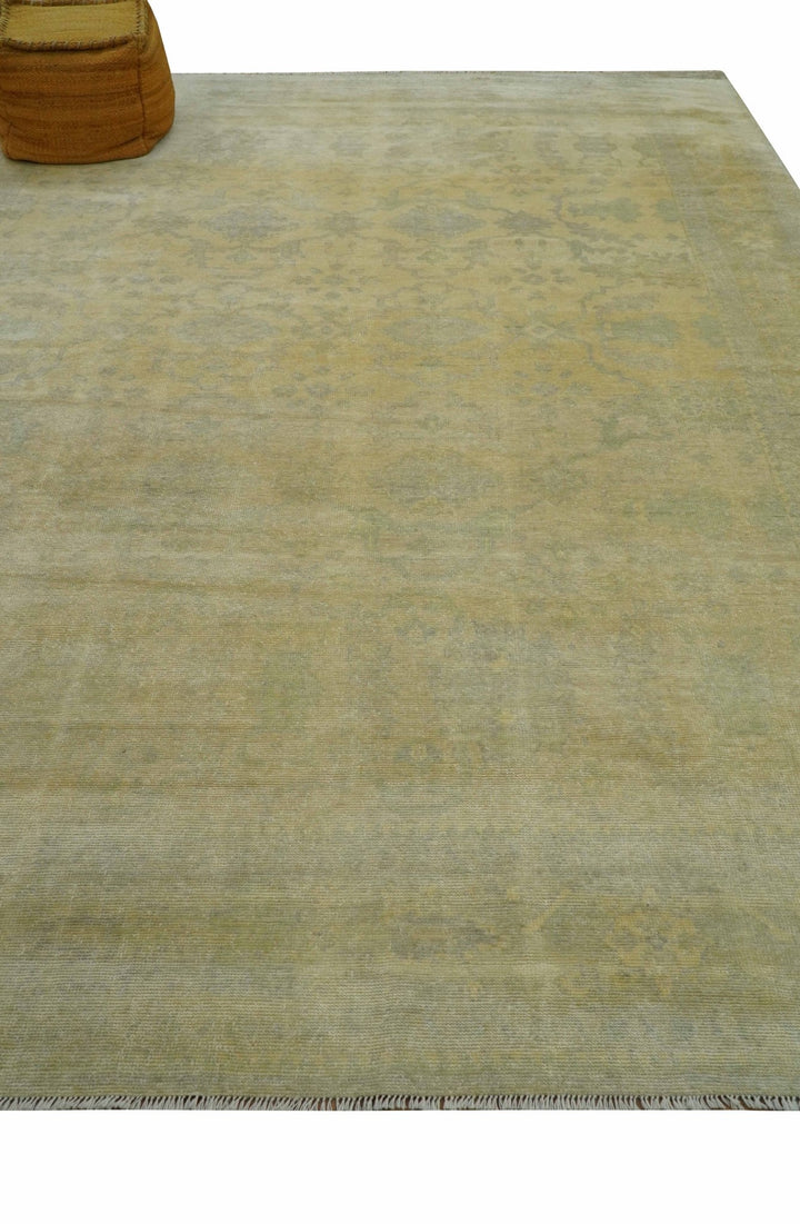 9x12 Antique Oriental Oushak Beige Hand knotted Wool Area Rug - The Rug Decor