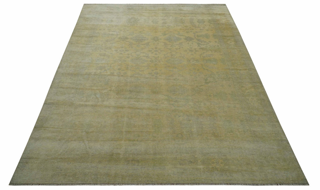 9x12 Antique Oriental Oushak Beige Hand knotted Wool Area Rug - The Rug Decor
