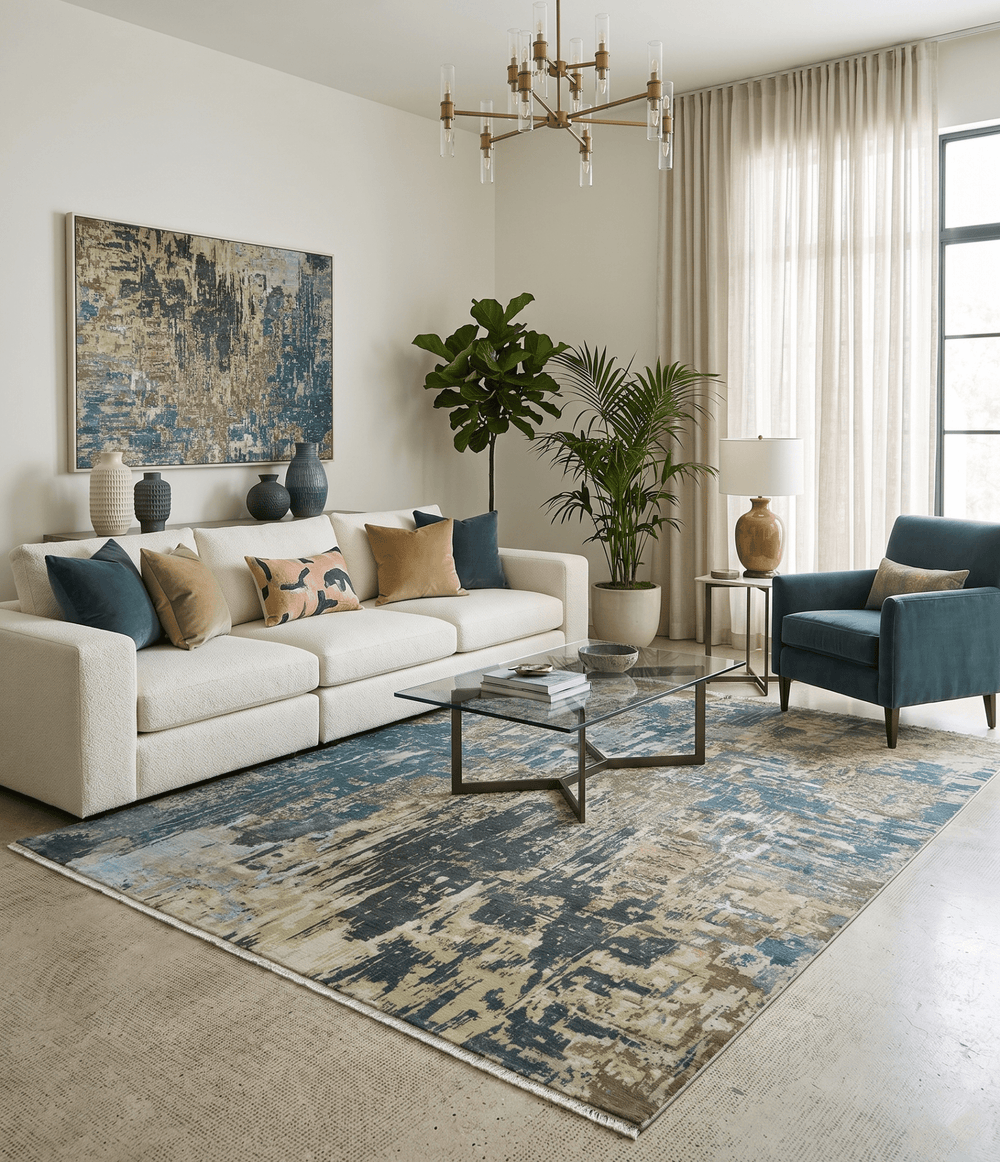 9x12 Fine Hand Knotted Brown Multicolor Modern Abstract Wool Area Rug - The Rug Decor