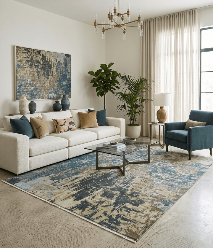 9x12 Fine Hand Knotted Brown Multicolor Modern Abstract Wool Area Rug - The Rug Decor