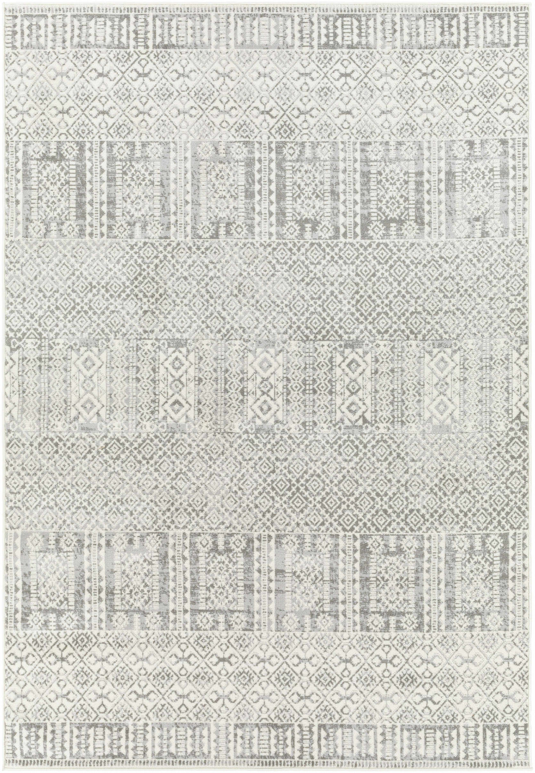 Akdiken Modern Geometrical Design Ivory And Gray Area Rug