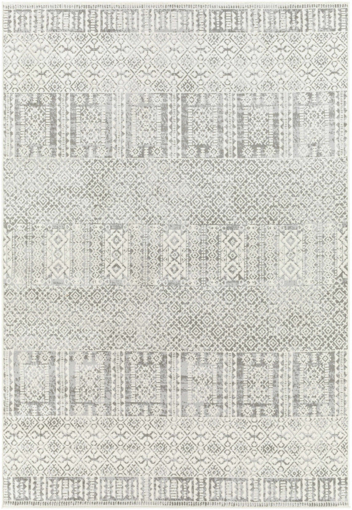 Akdiken Modern Geometrical Design Ivory And Gray Area Rug