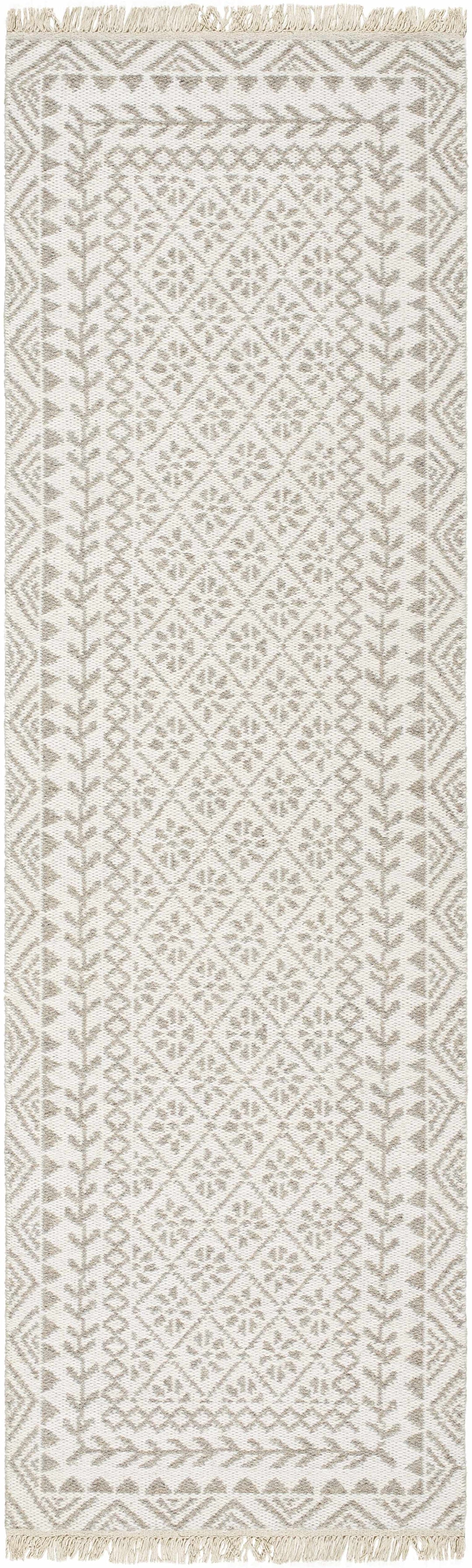 Albus Modern Geometric Design Beige Hand Woven Wool Area Rug