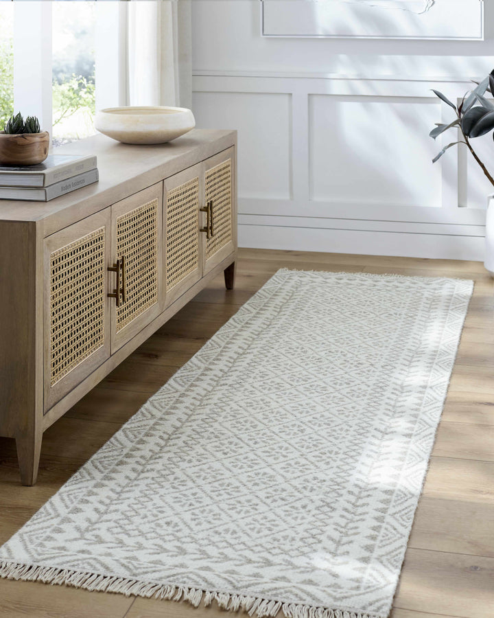 Albus Modern Geometric Design Beige Hand Woven Wool Area Rug