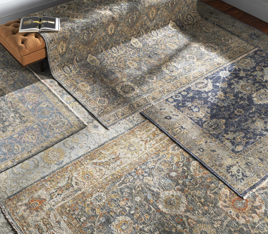 Ewhurst Beige And Charcoal Traditional Floral Design Area Rug