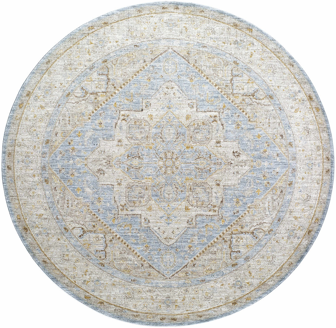 Arjun Traditional Medallion Design Beige And Blue Area Rug