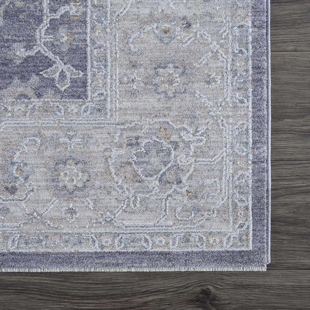 Karuah Traditional Medallion Design Gray And Purple Area Rug