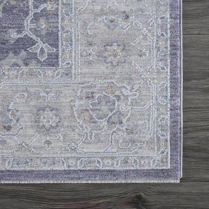 Karuah Traditional Medallion Design Gray And Purple Area Rug