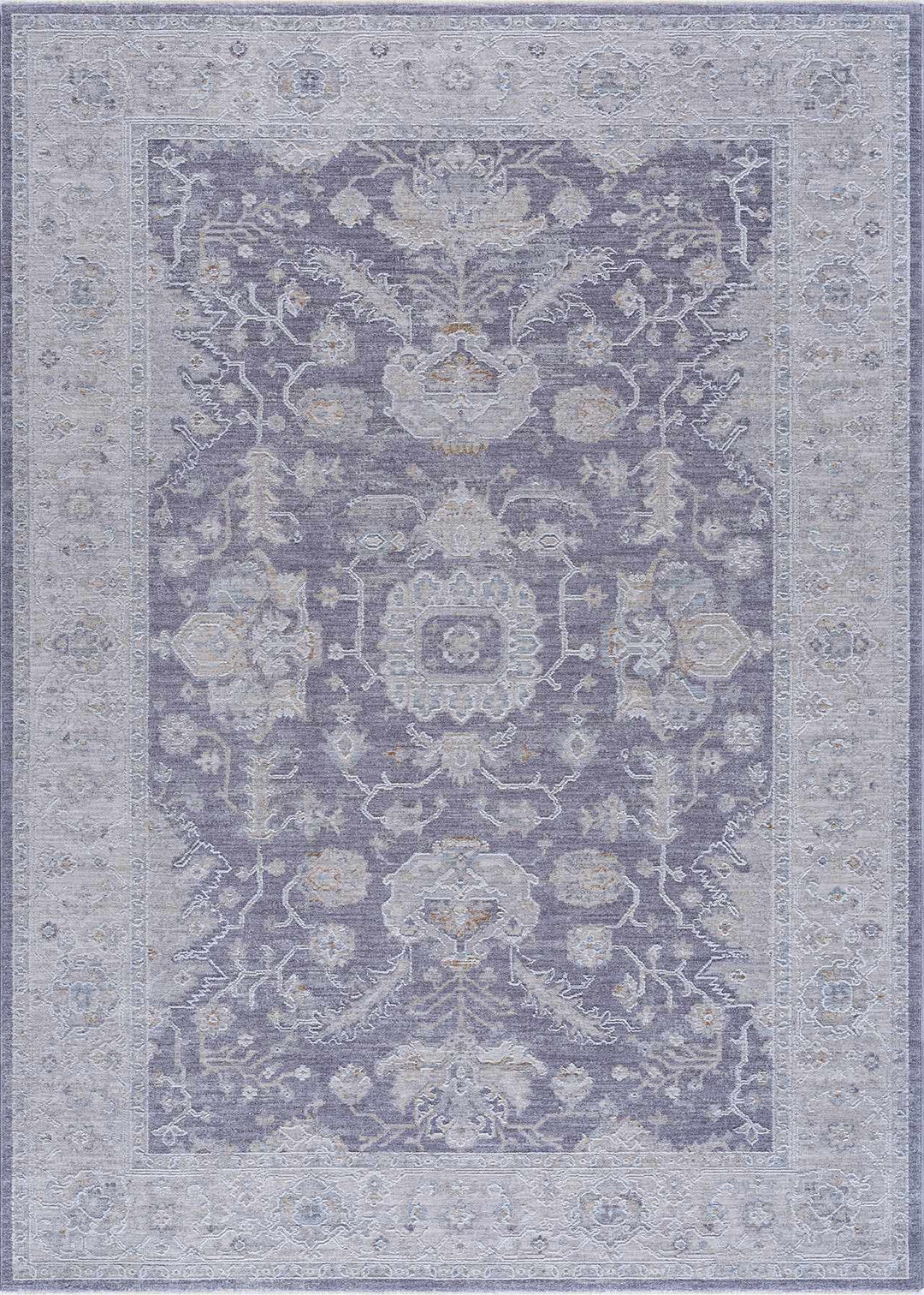 Karuah Traditional Medallion Design Gray And Purple Area Rug