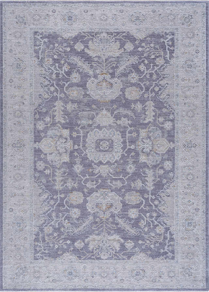 Karuah Traditional Medallion Design Gray And Purple Area Rug