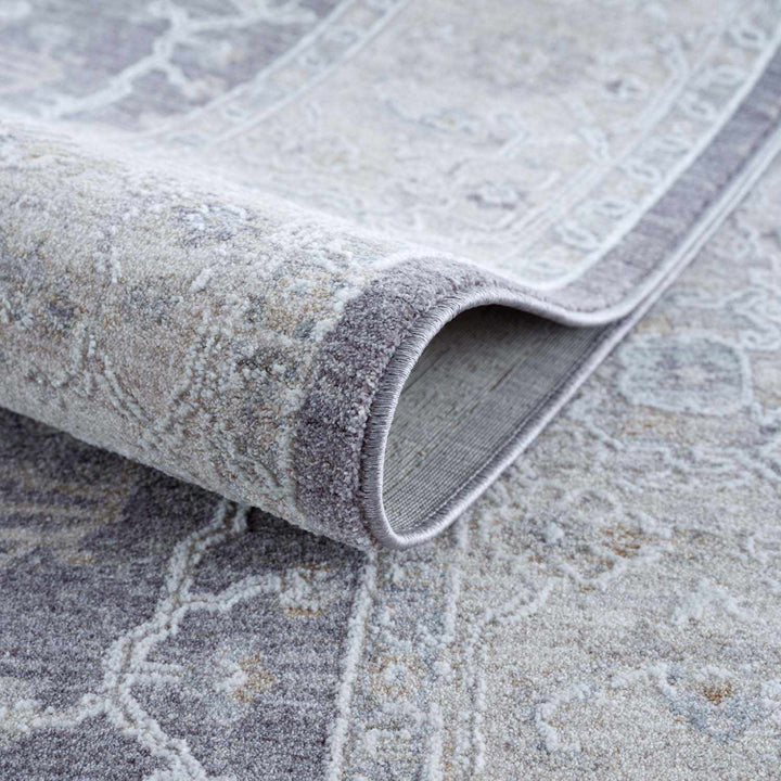 Karuah Traditional Medallion Design Gray And Purple Area Rug