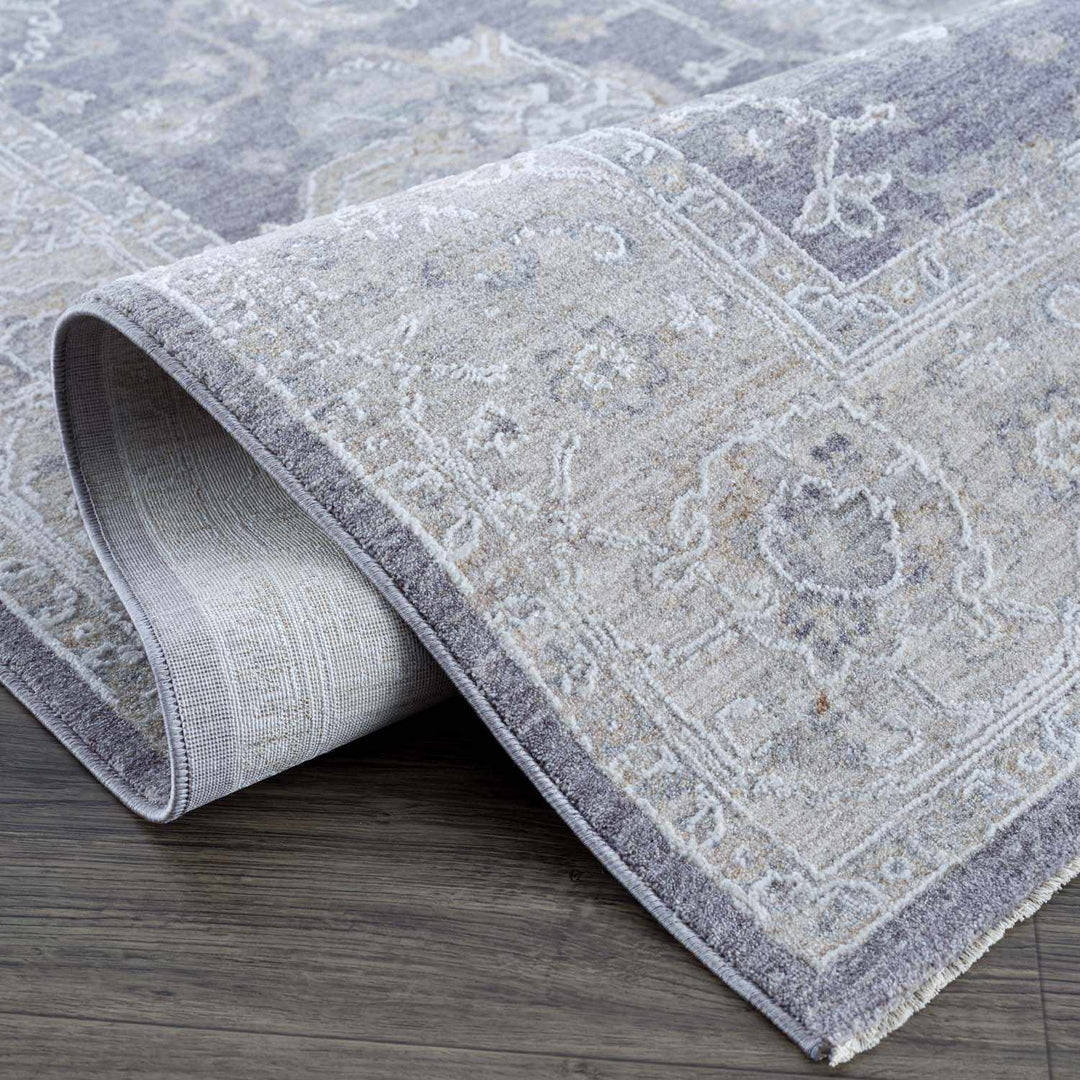 Karuah Traditional Medallion Design Gray And Purple Area Rug