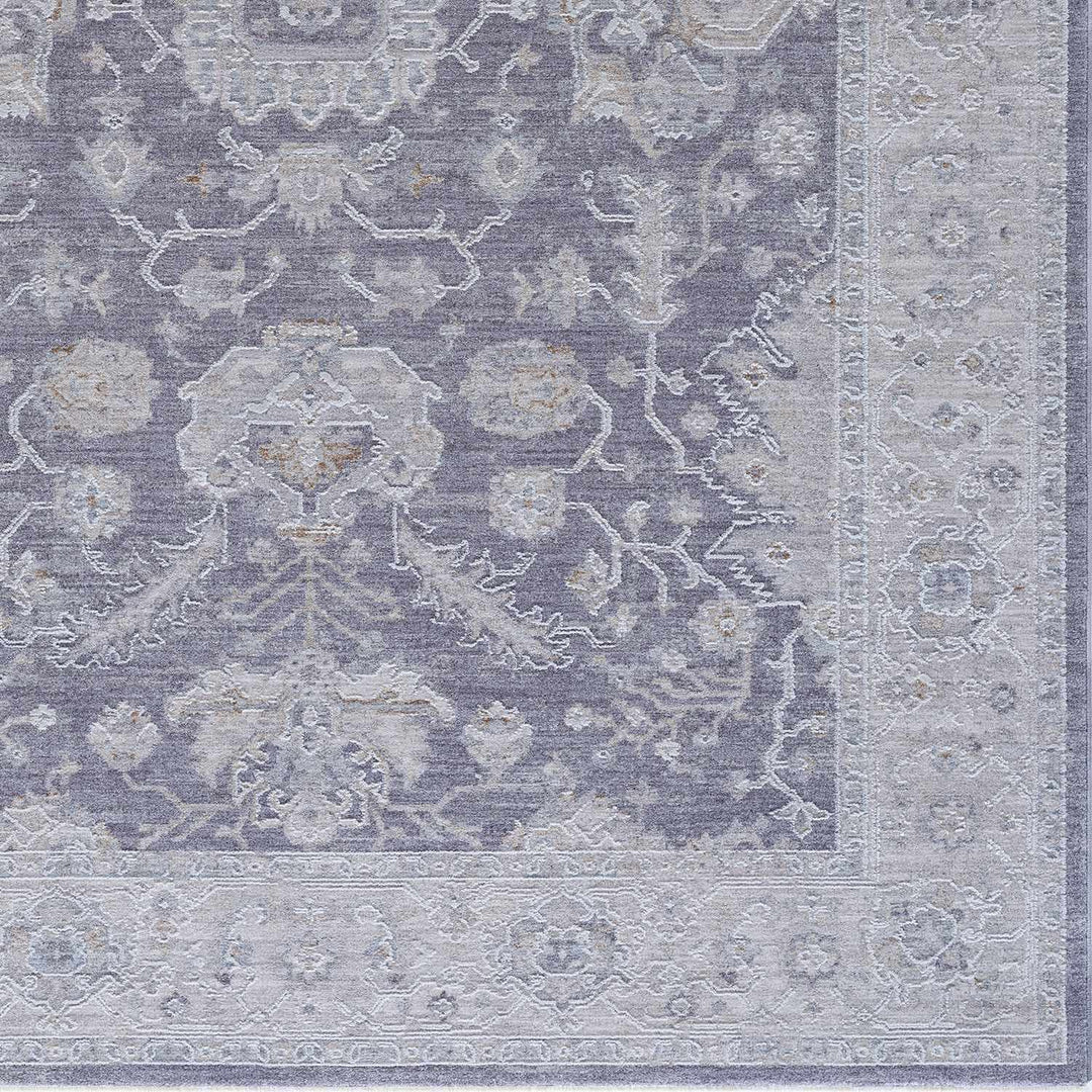 Karuah Traditional Medallion Design Gray And Purple Area Rug