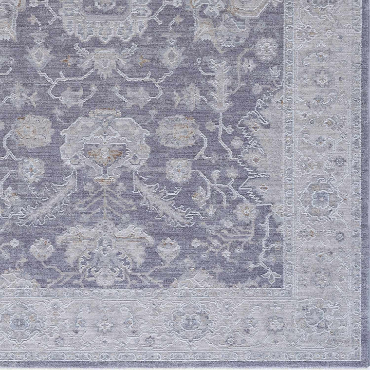 Karuah Traditional Medallion Design Gray And Purple Area Rug