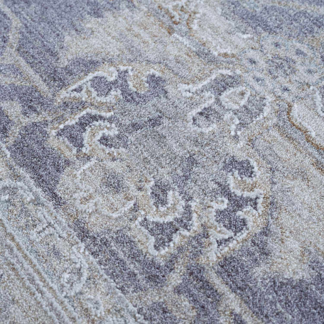 Karuah Traditional Medallion Design Gray And Purple Area Rug
