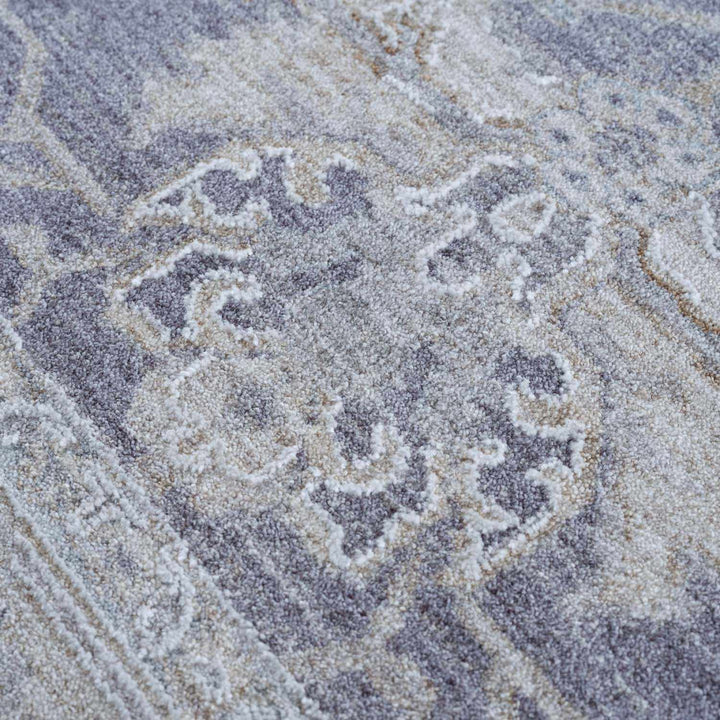 Karuah Traditional Medallion Design Gray And Purple Area Rug