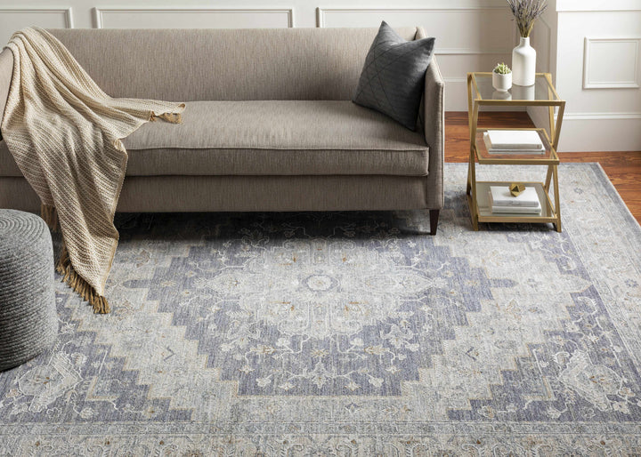Highgale Sema Traditional Medallion Design Gray Rug