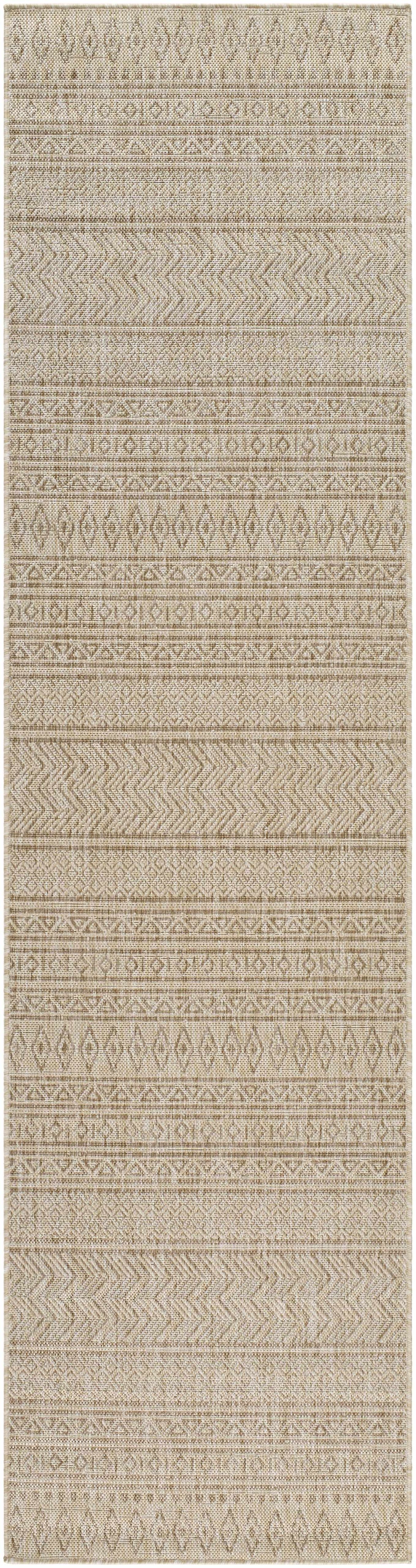 Madras Modern Geometric Design Beige And Brown Outdoor Rug