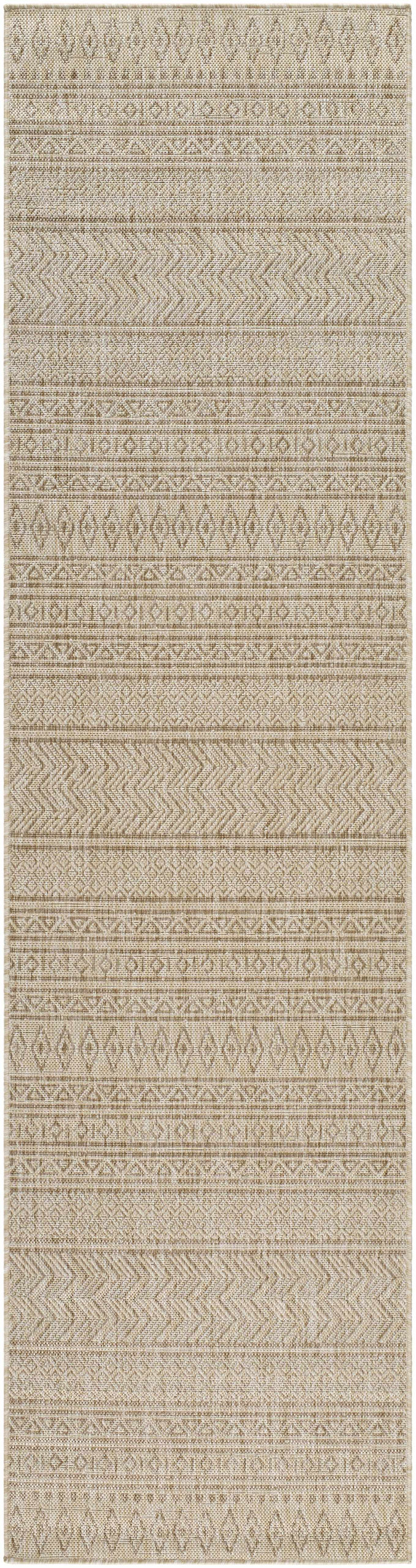 Madras Modern Geometric Design Beige And Brown Outdoor Rug