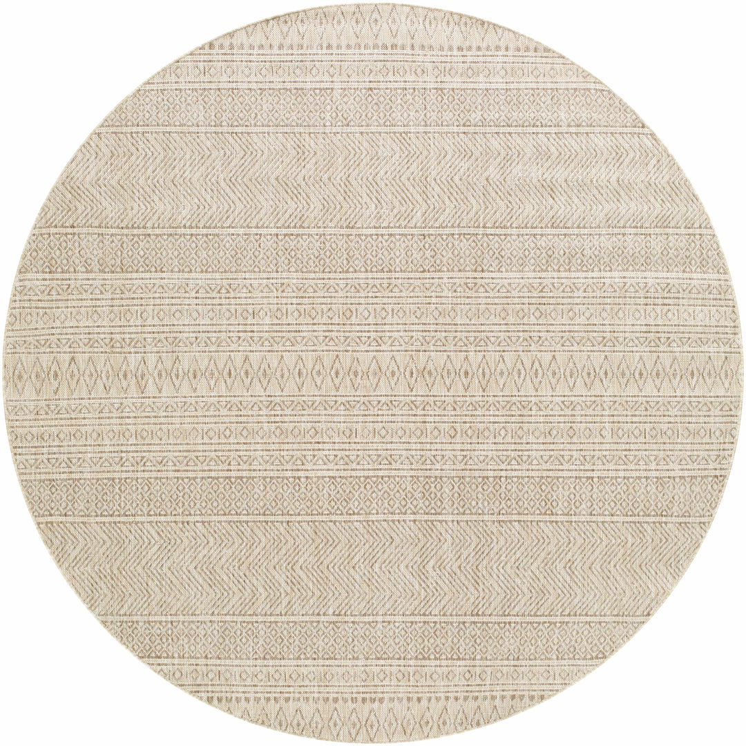Madras Modern Geometric Design Beige And Brown Outdoor Rug