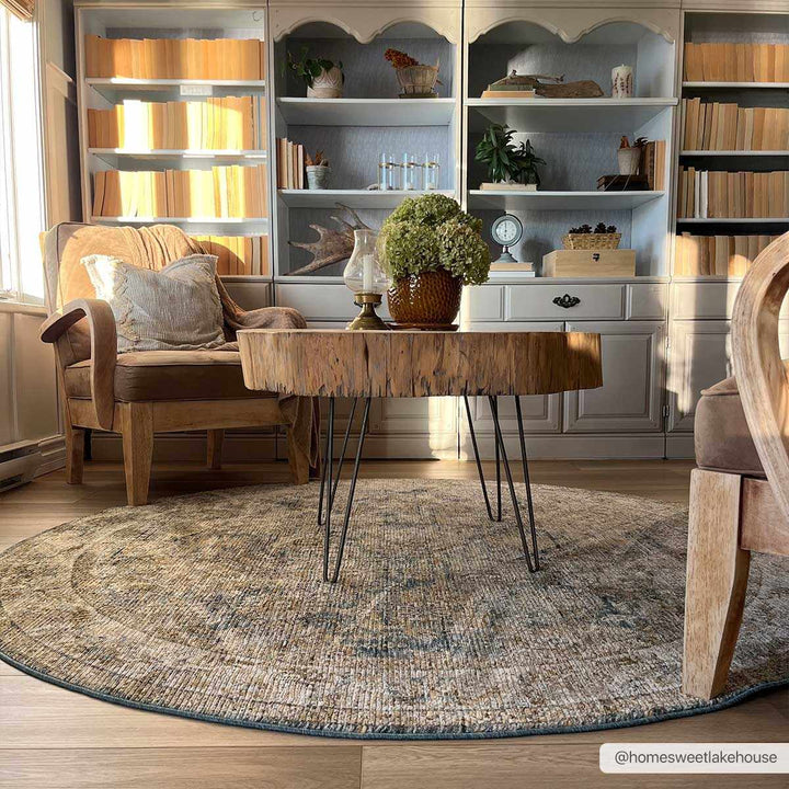 Ange Traditional Style Brown And Blue Area Rug