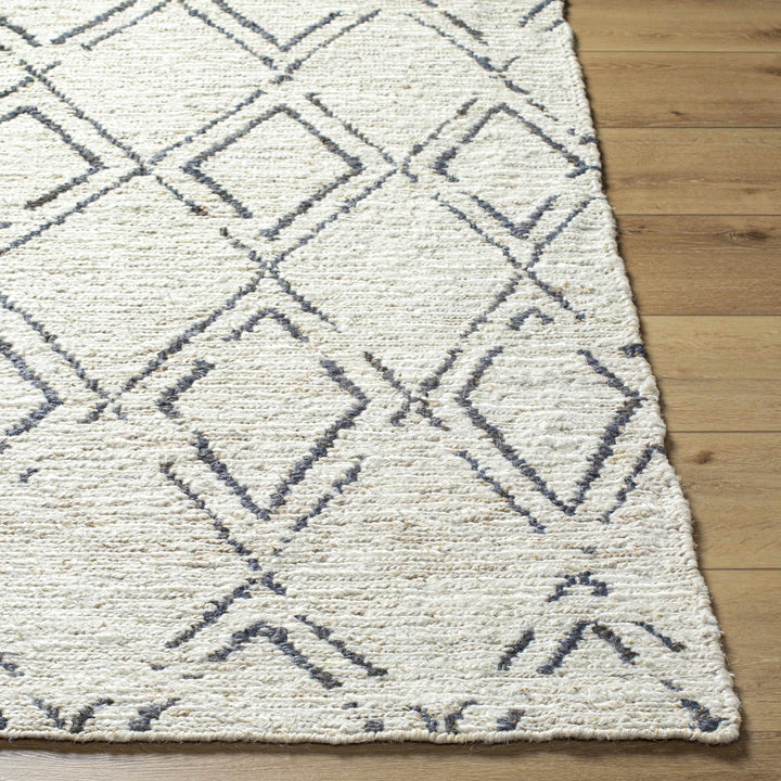 Barlig Trellis Design Beige & Black Hand Woven Jute Rug