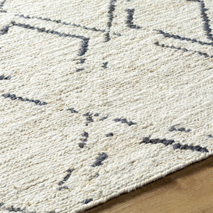 Barlig Trellis Design Beige & Black Hand Woven Jute Rug