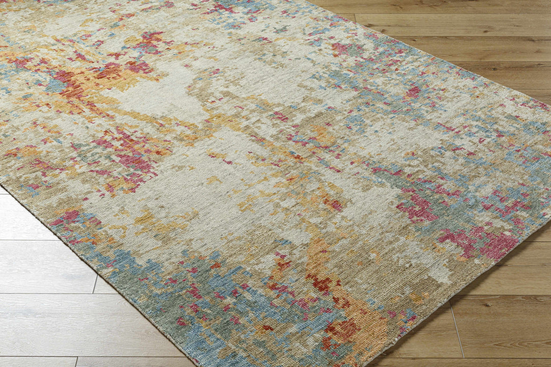 Bassano Contemporary Abstract Beige And Peach Area Rug