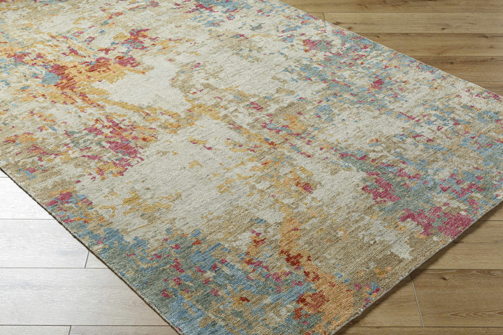 Bassano Contemporary Abstract Beige And Peach Area Rug