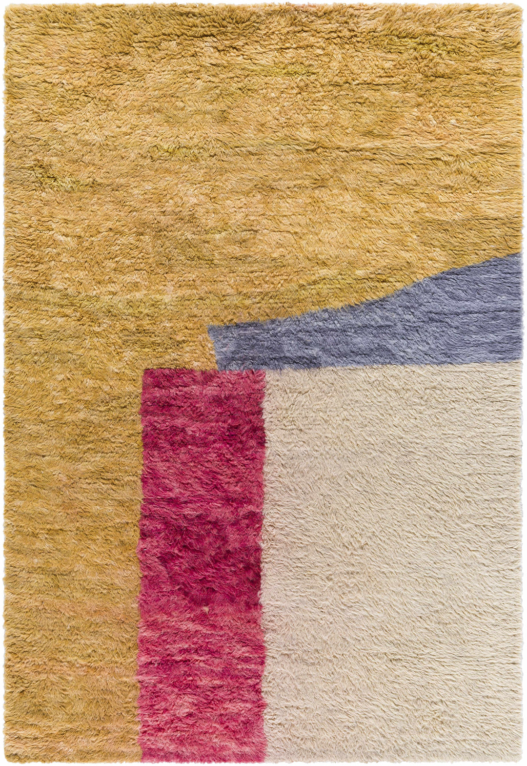 Budrys Modern Abstract Design Gold Hand Tufted Wool Area Rug