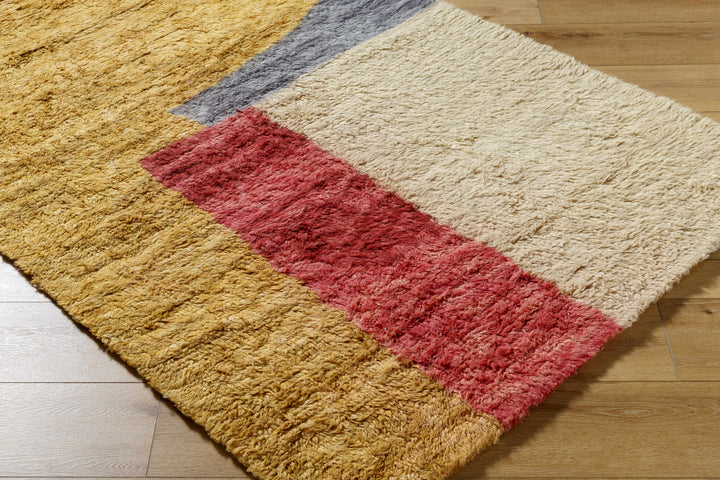 Budrys Modern Abstract Design Gold Hand Tufted Wool Area Rug