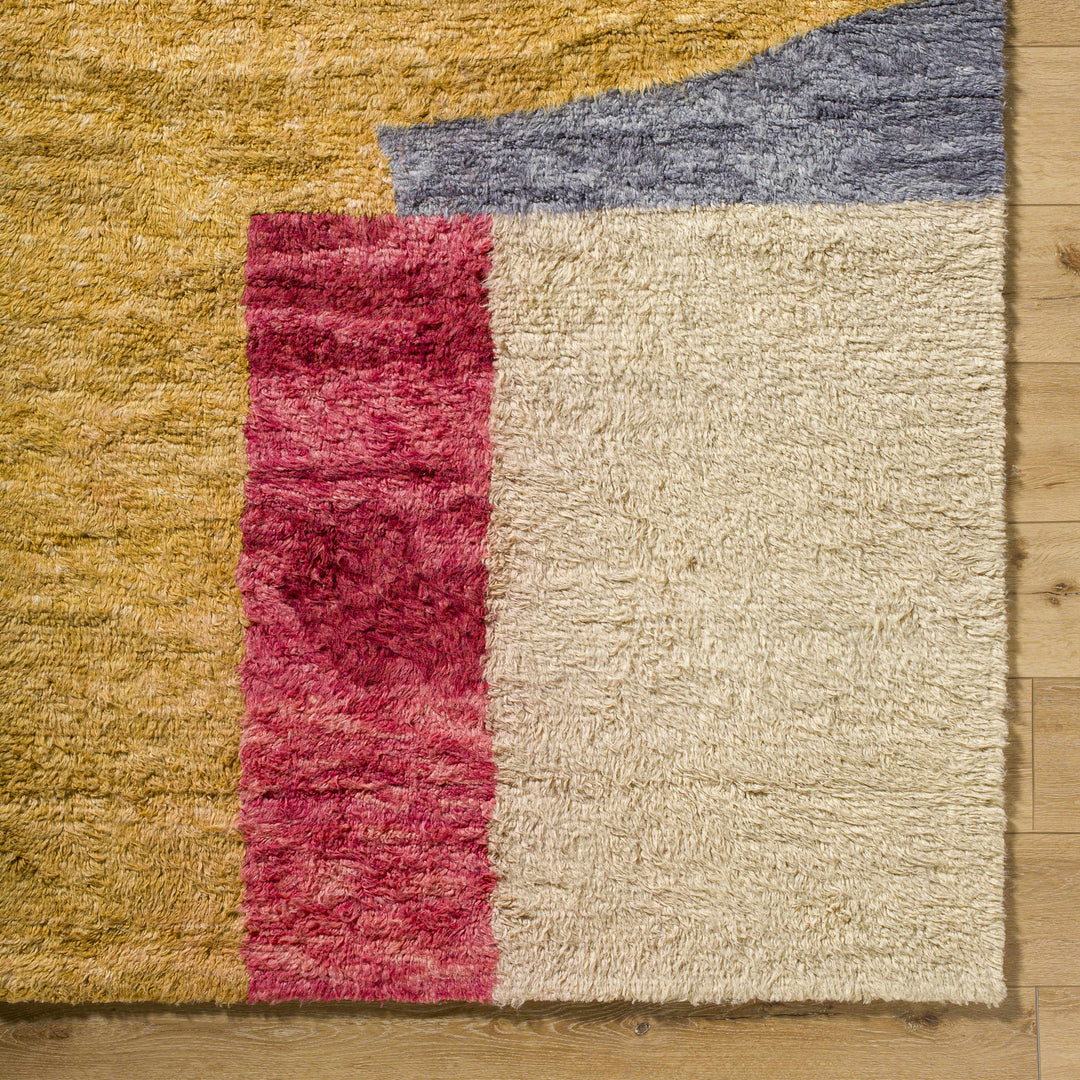 Budrys Modern Abstract Design Gold Hand Tufted Wool Area Rug
