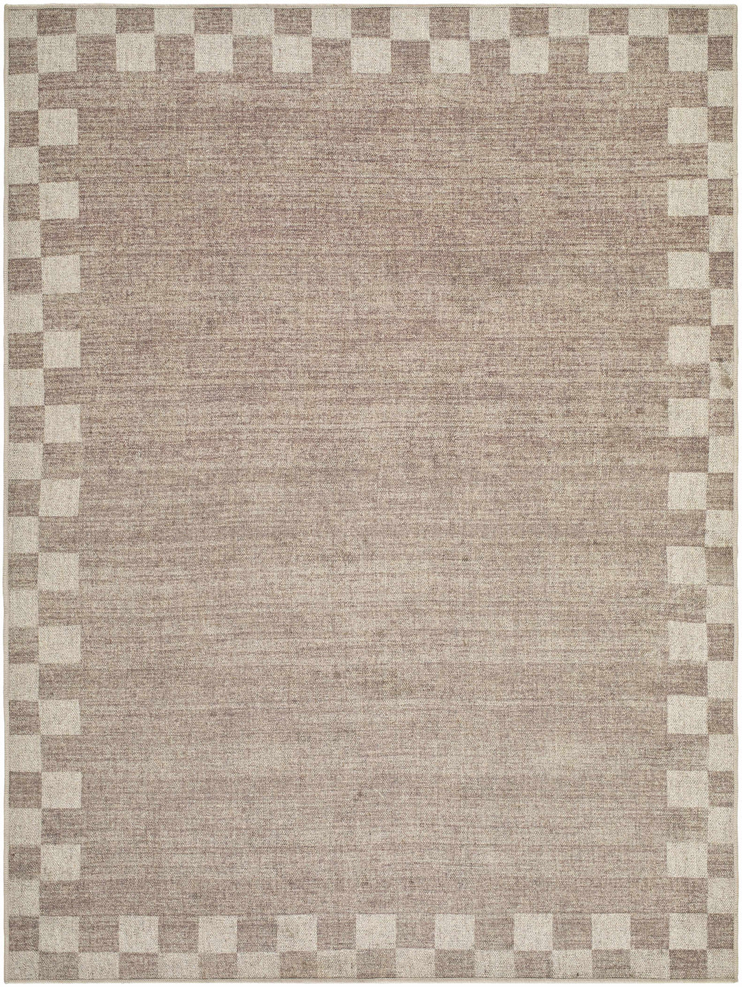 Bardot Modern Checkered Pattern Brown Washable Wool Area Rug