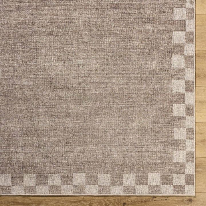 Bardot Modern Checkered Pattern Brown Washable Wool Area Rug