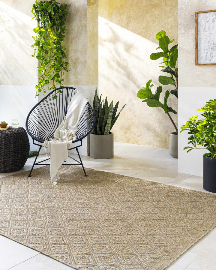 Bandit Modern Geometric Camel Outdoor Area Rug