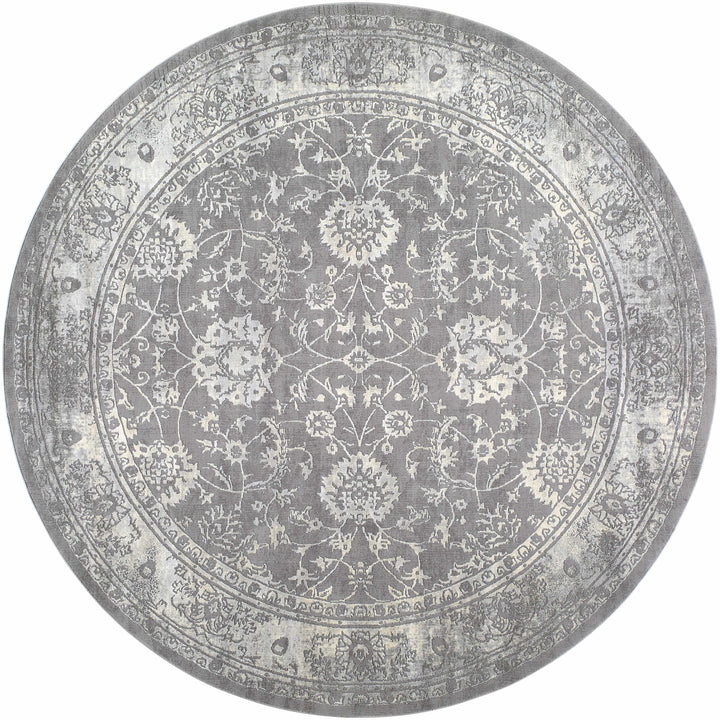 Benavides Gray And Ivory Traditional Floral Design Area Rug