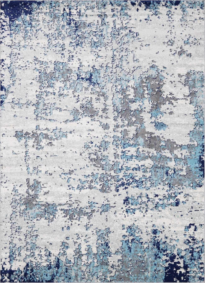 Beverly Modern Abstract Design Blue And Ivory Area Rug