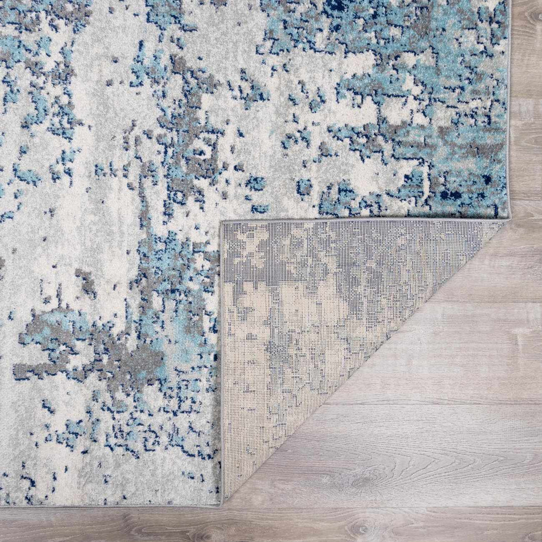 Beverly Modern Abstract Design Blue And Ivory Area Rug